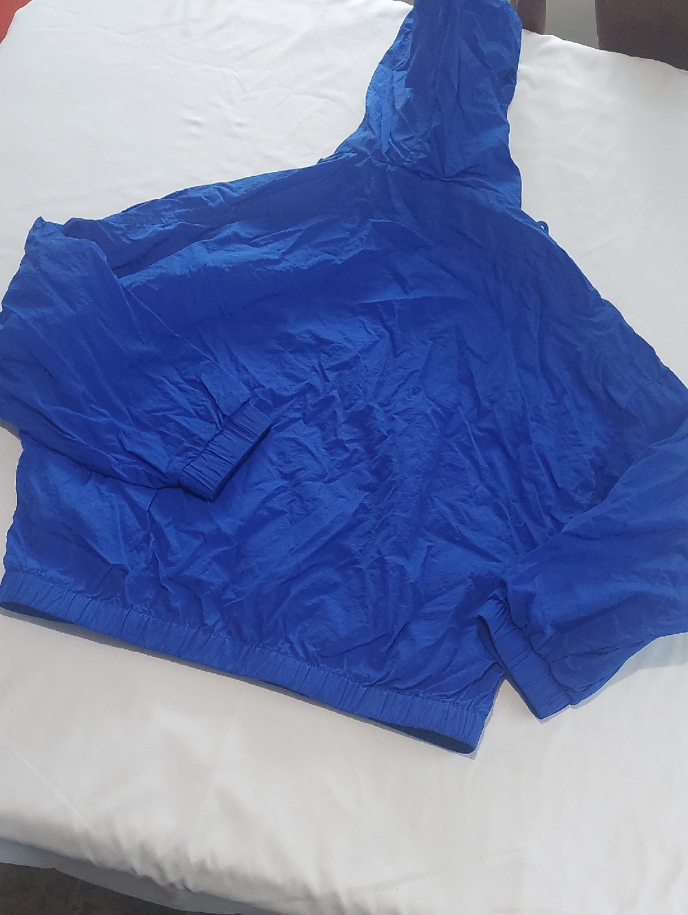 C'EST TOI  Cropped Windbreaker Hoodie .Size SMALL Royal Blue - Picture 10 of 10